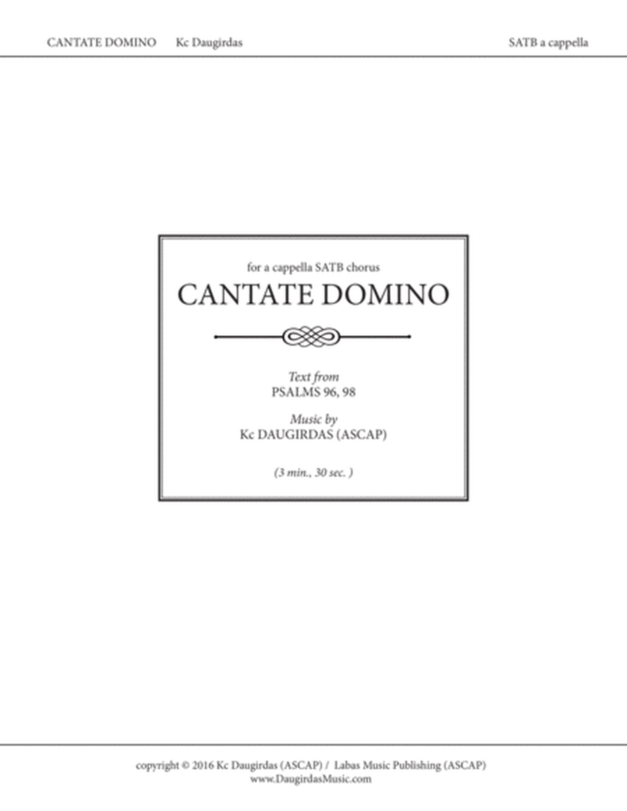 Cantate Domino (fanfare for SATB chorus) - SCORE with piano reduction image number null