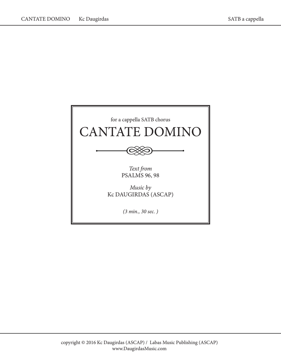 Cantate Domino (fanfare for SATB chorus) - SCORE with piano reduction 4-Part scores gallery preview page 1