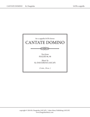 Cantate Domino (fanfare for SATB chorus) - SCORE with piano reduction