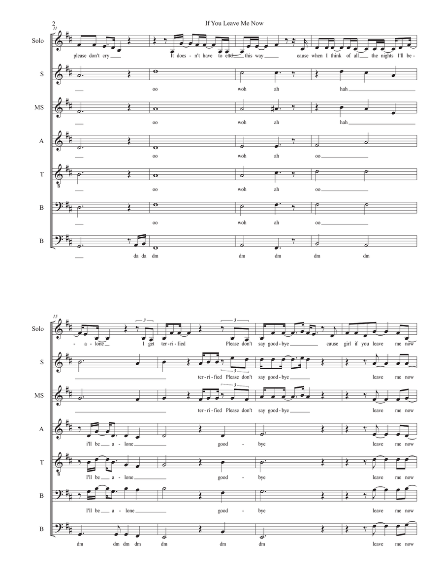 If You Leave Me Now A Cappella scores gallery preview page 2