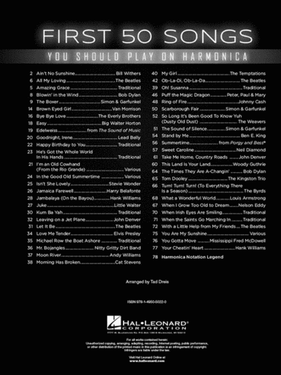 First 50 Songs You Should Play on Harmonica Harmonica scores gallery preview page 2