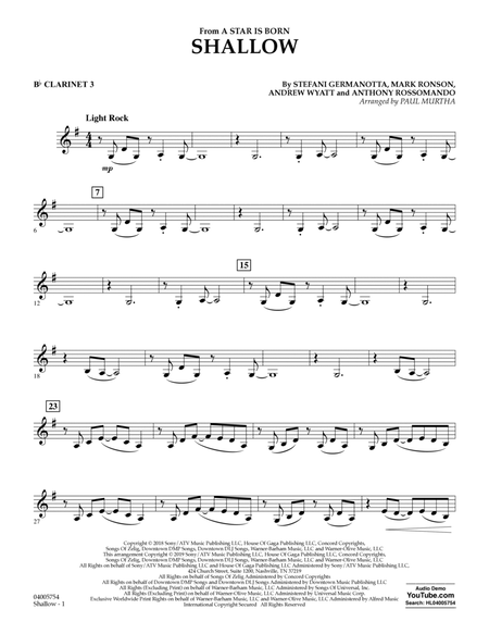 Shallow (from A Star Is Born) (arr. Paul Murtha) - Bb Clarinet 3