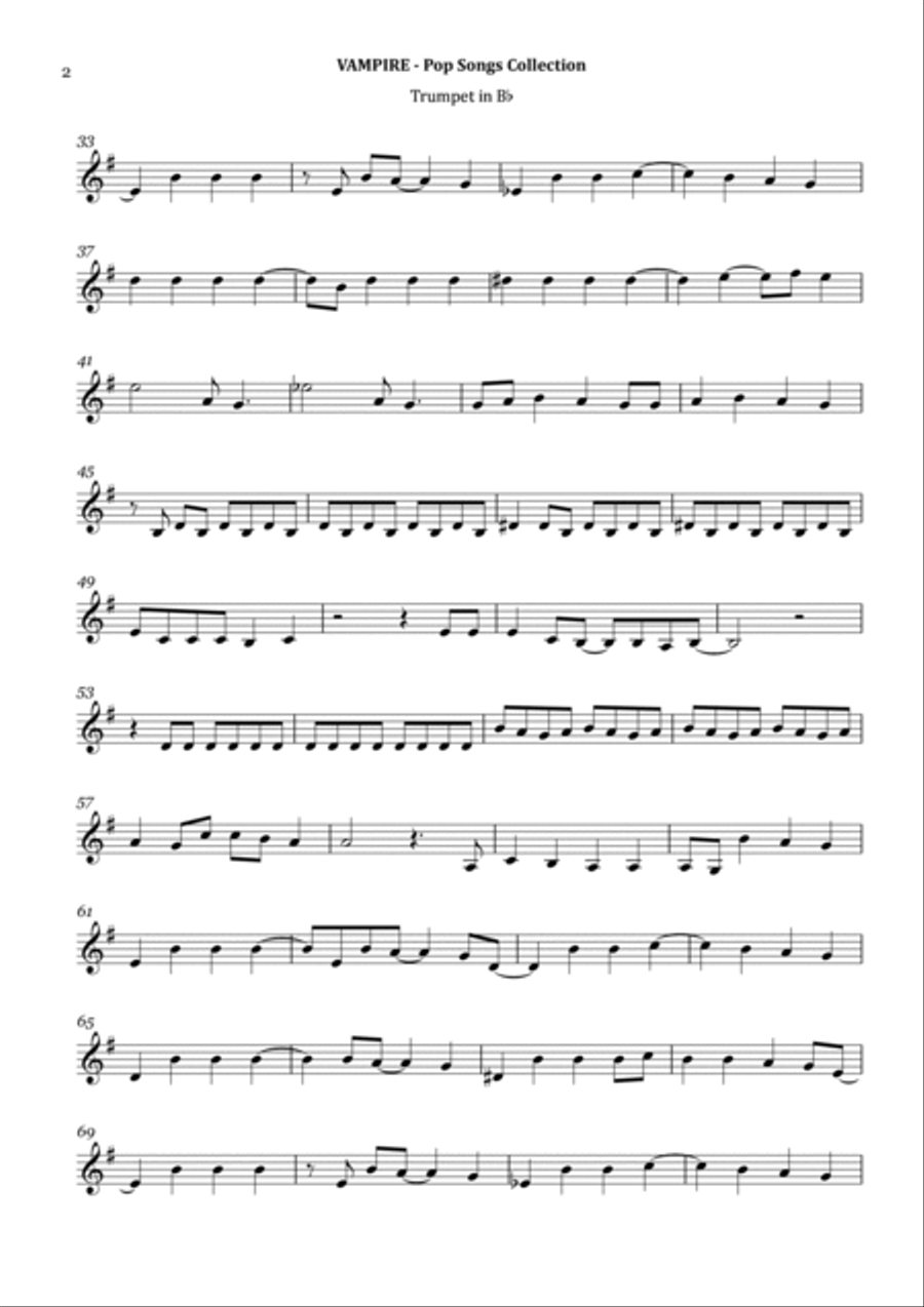 Vampire B-Flat Trumpet scores gallery preview page 2