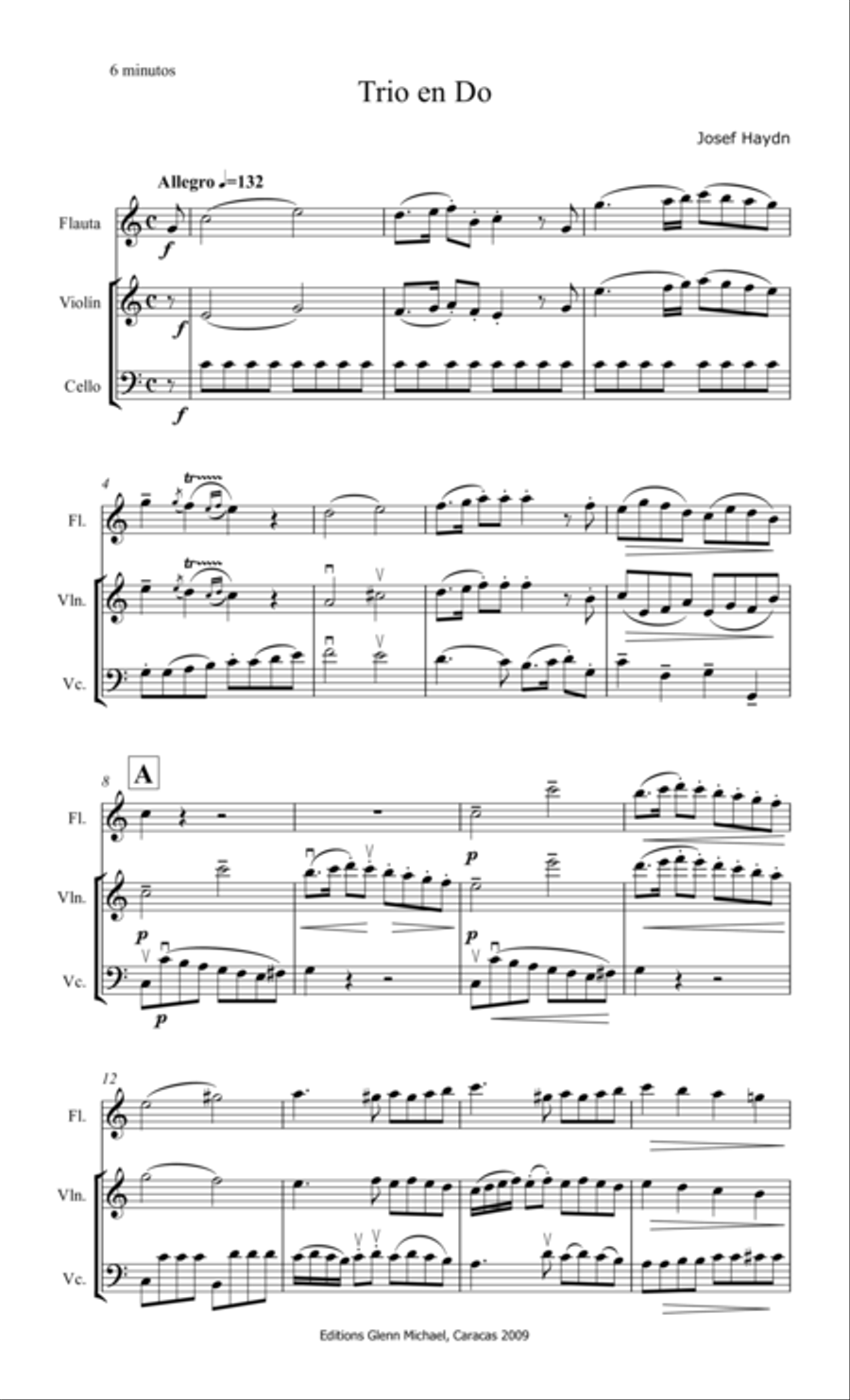 Haydn, Trio for flute, violin & cello Small Ensemble scores gallery preview page 2