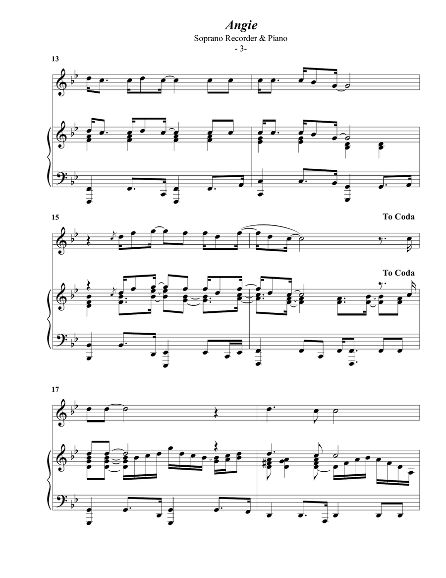 Angie Angie Piano scores gallery preview page 3