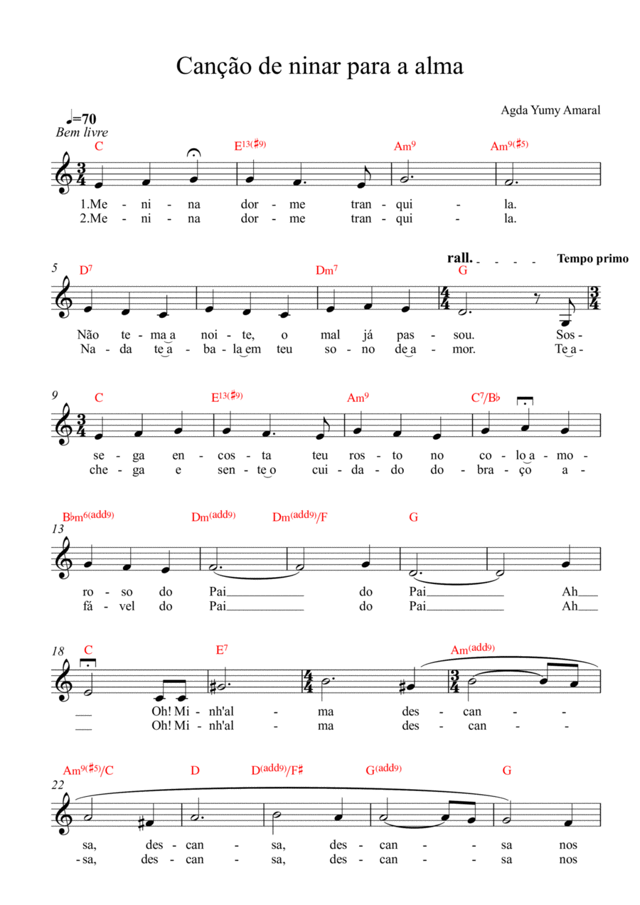 Canção de Ninar para a Alma Piano scores gallery preview page 1