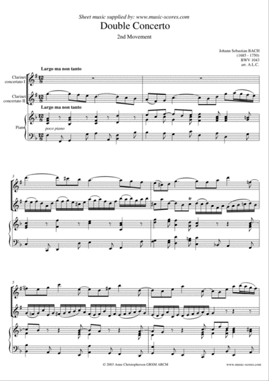 Bach clarinet store concerto