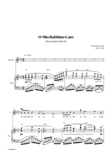 O Mio Babbino Caro (Puccini) LEAD SHEET with chords image number null