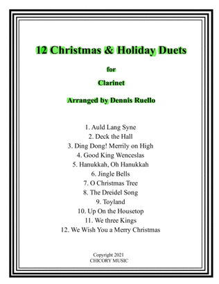 Book cover for 12 Christmas & Holiday Duets for Clarinet