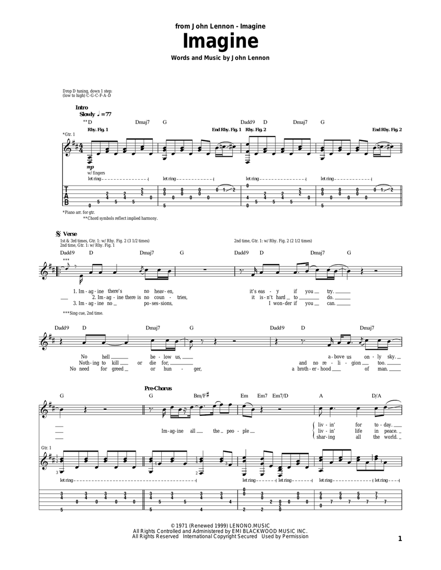 Imagine Acoustic Guitar scores gallery preview page 1