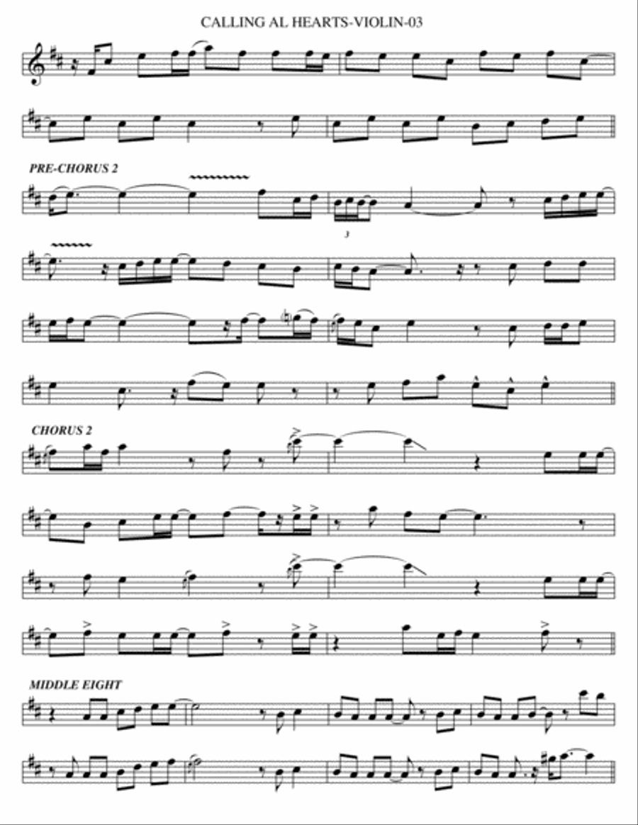 Calling All Hearts (swizz Beats Remix) Violin Solo scores gallery preview page 3