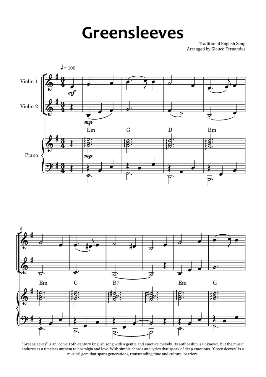 Greensleeves String Duet scores gallery preview page 1
