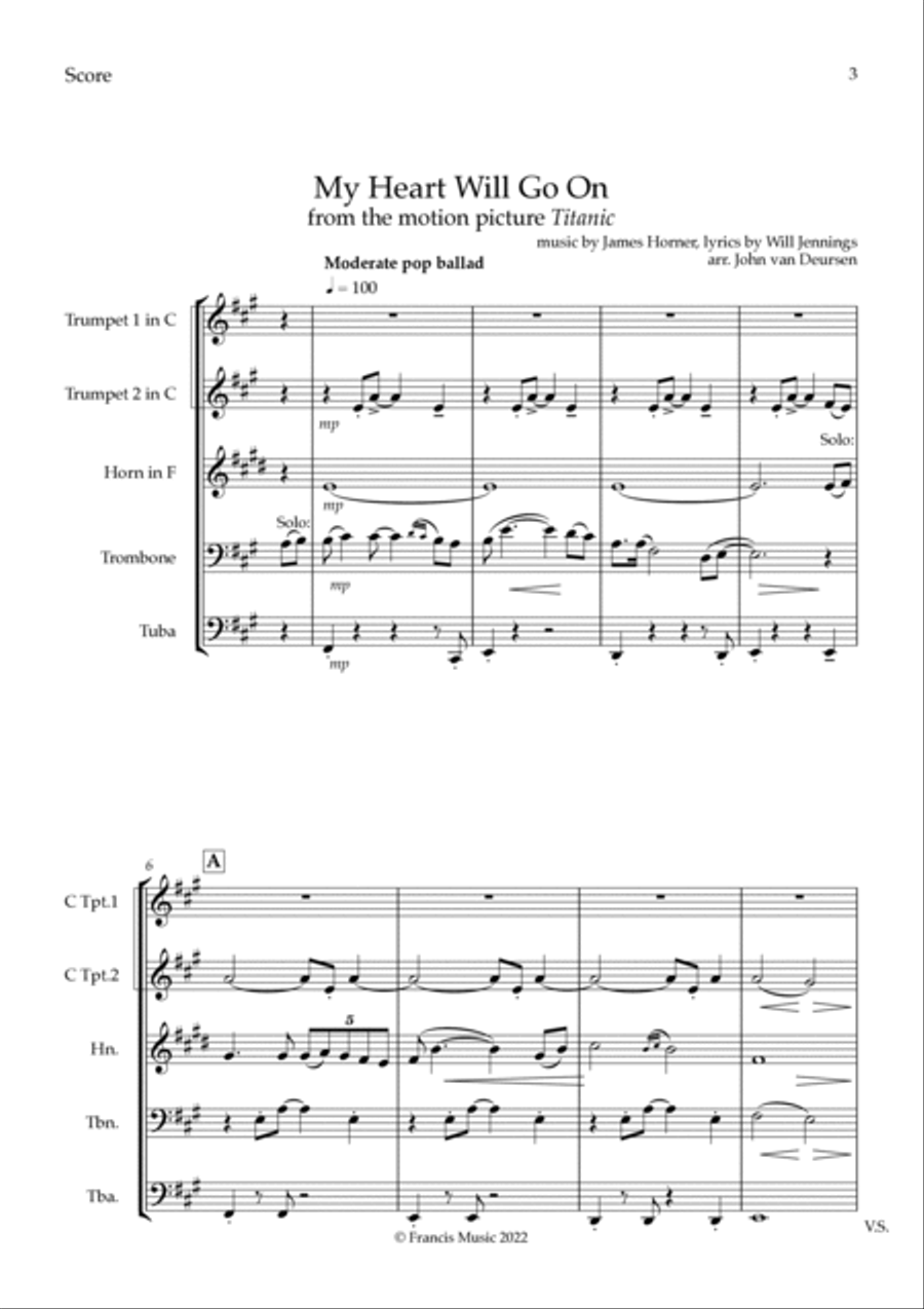 My Heart Will Go On (love Theme From 'titanic') Brass Ensemble scores gallery preview page 3