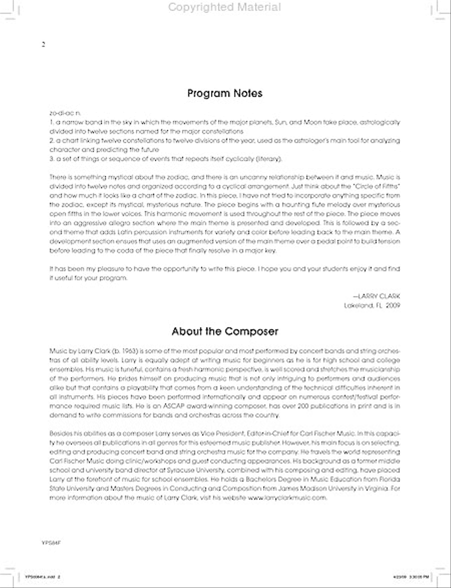 Zodiac Concert Band scores gallery preview page 3