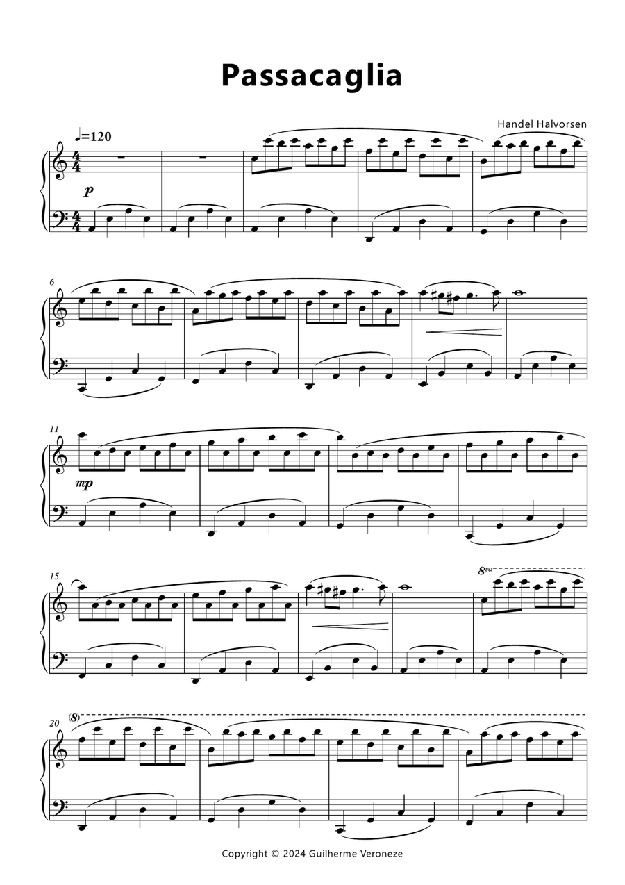 Passacaglia (easy left hand) Piano Solo scores gallery preview page 1