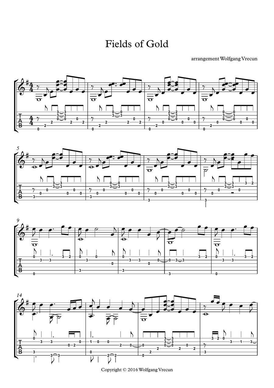 Fields Of Gold Acoustic Guitar scores gallery preview page 1