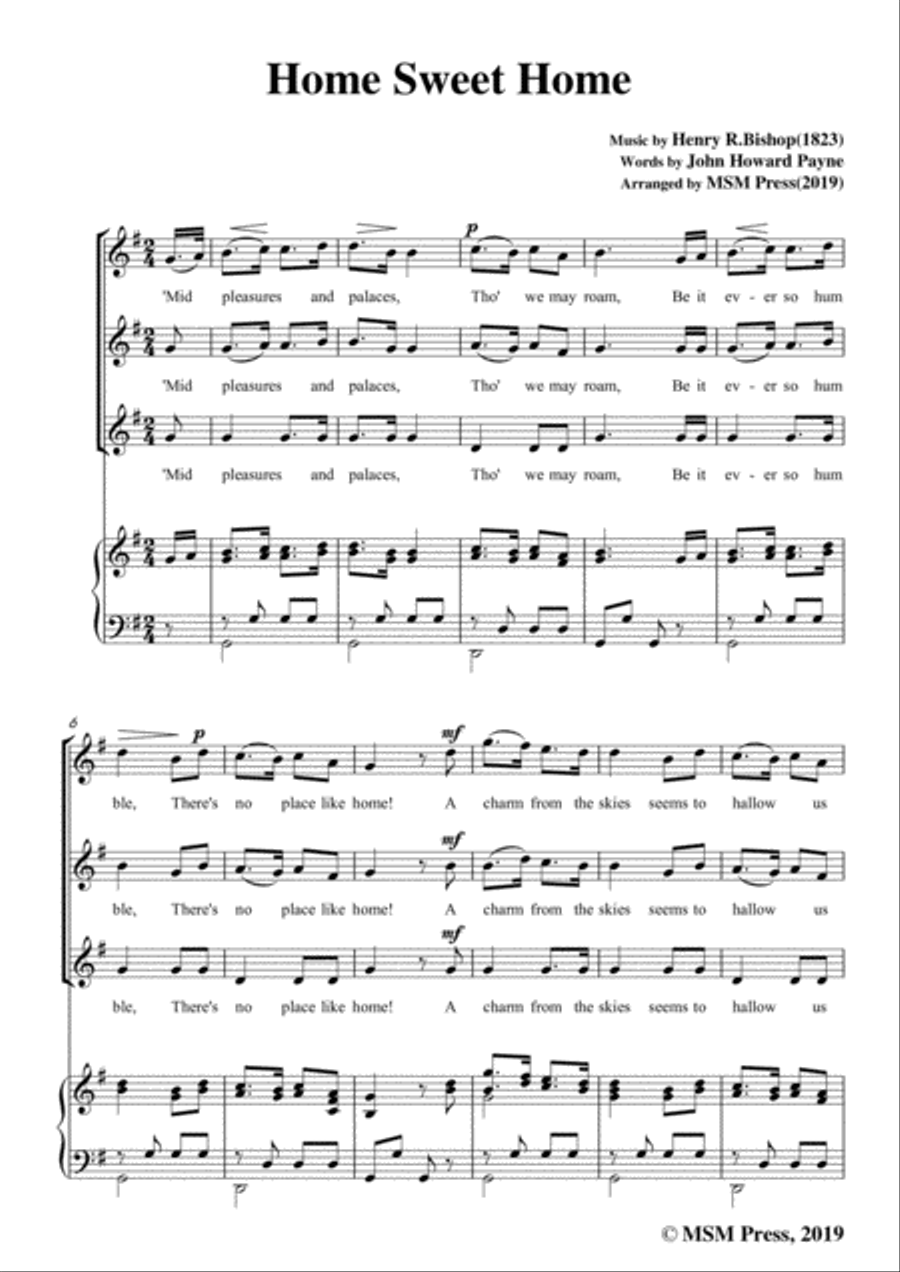Henry R. Bishop-Home Sweet Home,in G Major,for Voice&Piano Voice scores gallery preview page 3