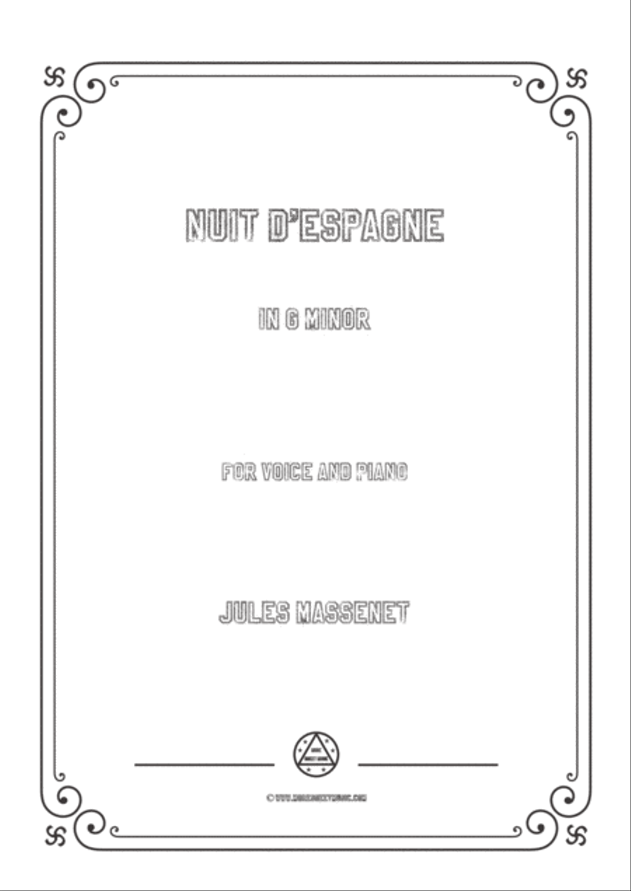 Massenet-Nuit d'Espagne in g minor,for Voice and Piano Voice Solo scores gallery preview page 1