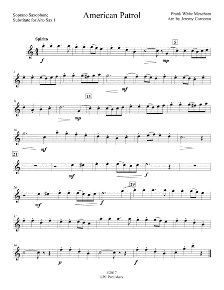 American Patrol for Saxophone Quartet (SATB or AATB) Saxophone Quartet scores gallery preview page 5