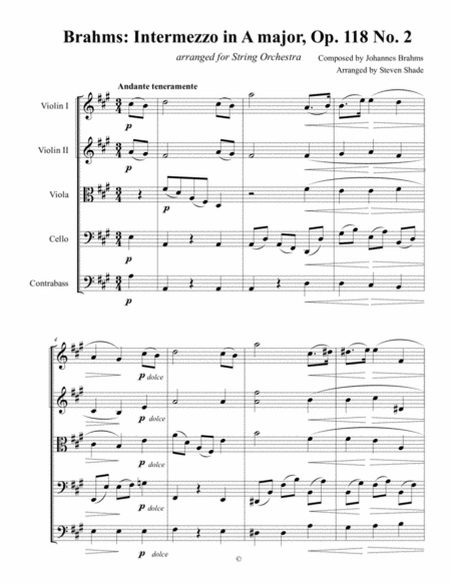Brahms Intermezzo in A major, Op. 118 No. 2 image number null