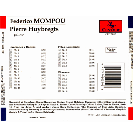 Frederico Mompou Works for Piano