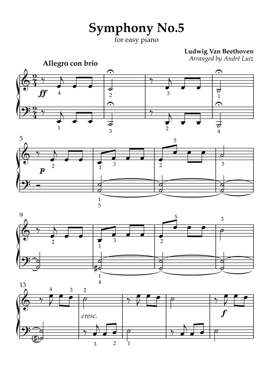 5th Symphony 5th Symphony Easy Piano scores gallery preview page 1