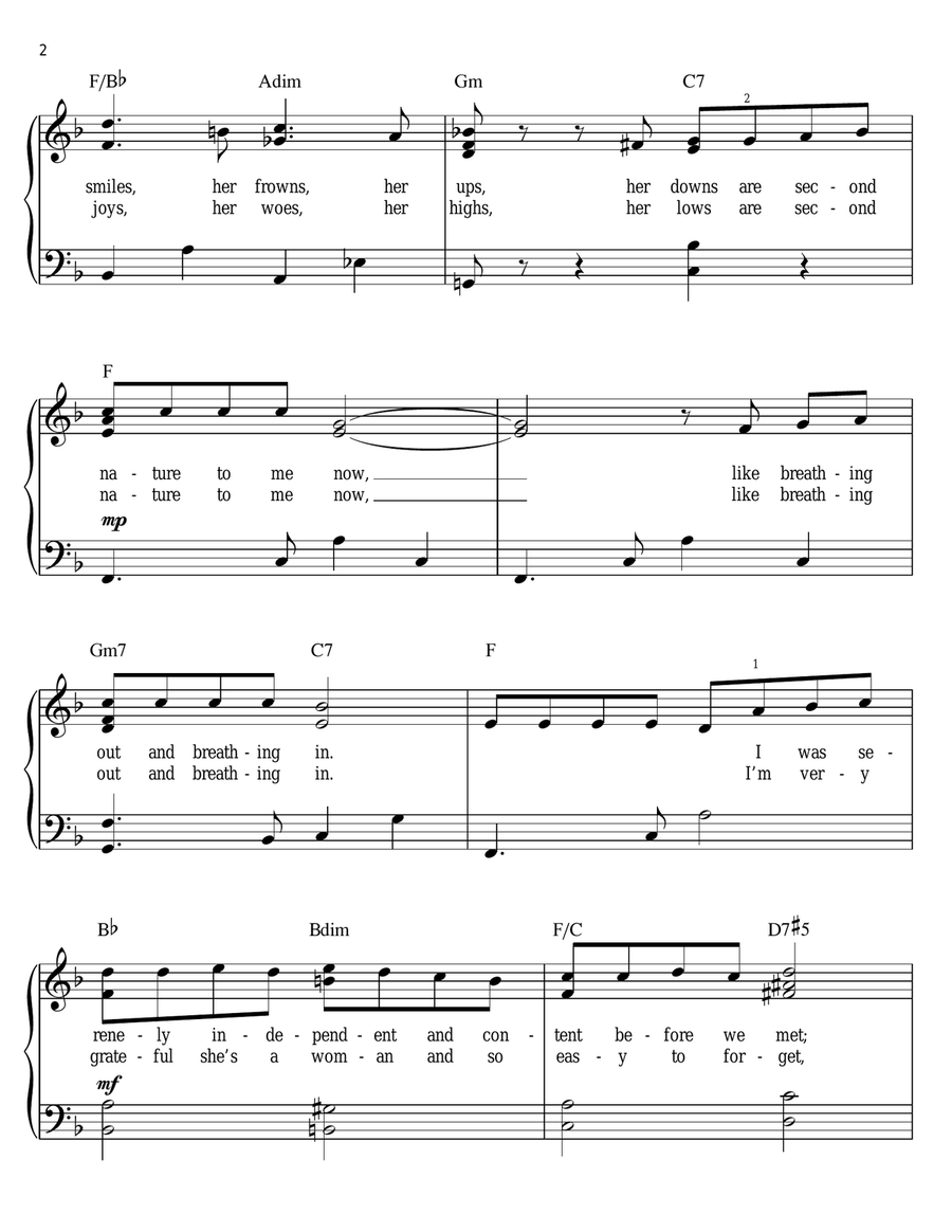 I've Grown Accustomed To Her Face Easy Piano scores gallery preview page 2