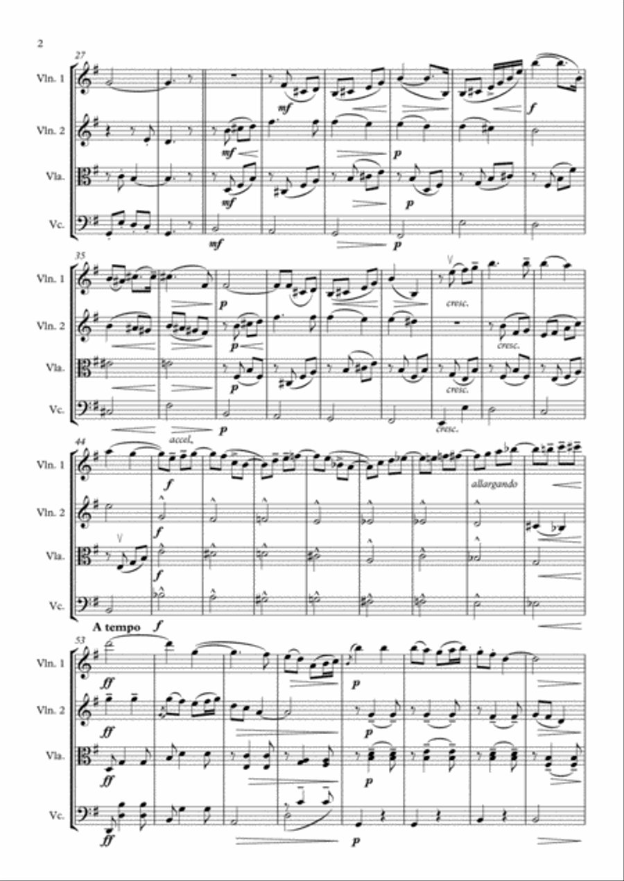 Elgar: Chanson de Matin - String Quartet String Quartet scores gallery preview page 2