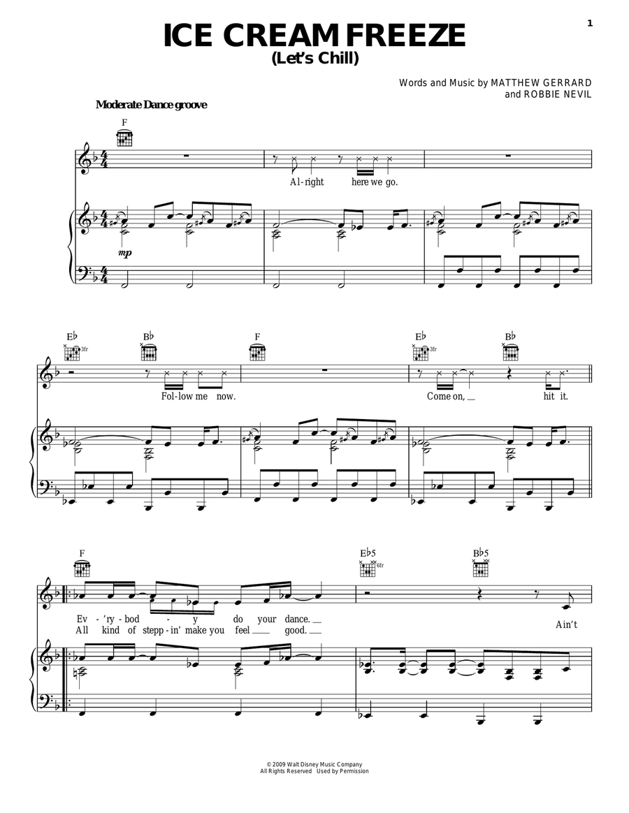 Ice Cream Freeze (Let's Chill) Piano, Vocal, Guitar scores gallery preview page 1