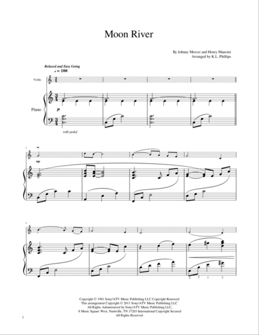 Moon River Violin Solo scores gallery preview page 2