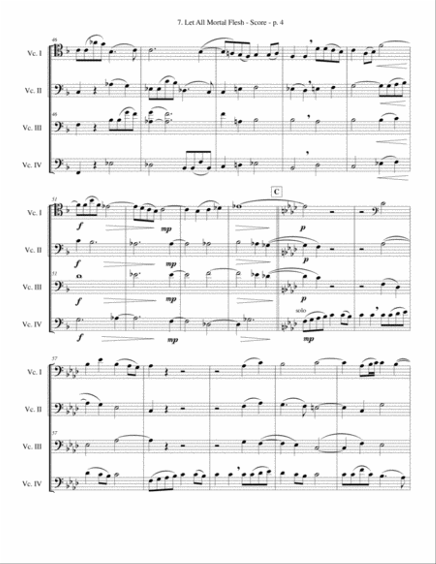 Let All Mortal Flesh CELLO Quartet - ADVANCED String Quartet scores gallery preview page 4