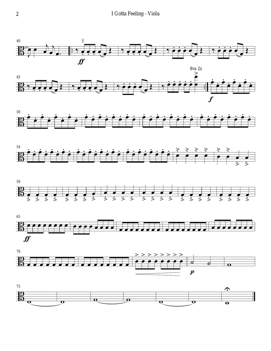 I Gotta Feeling String Quartet scores gallery preview page 6