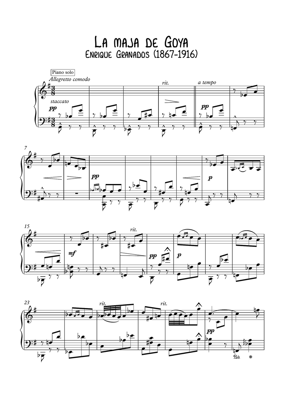 La maja de Goya by Enrique Granados La maja de Goya by Enrique Granados Piano Solo scores gallery preview page 1