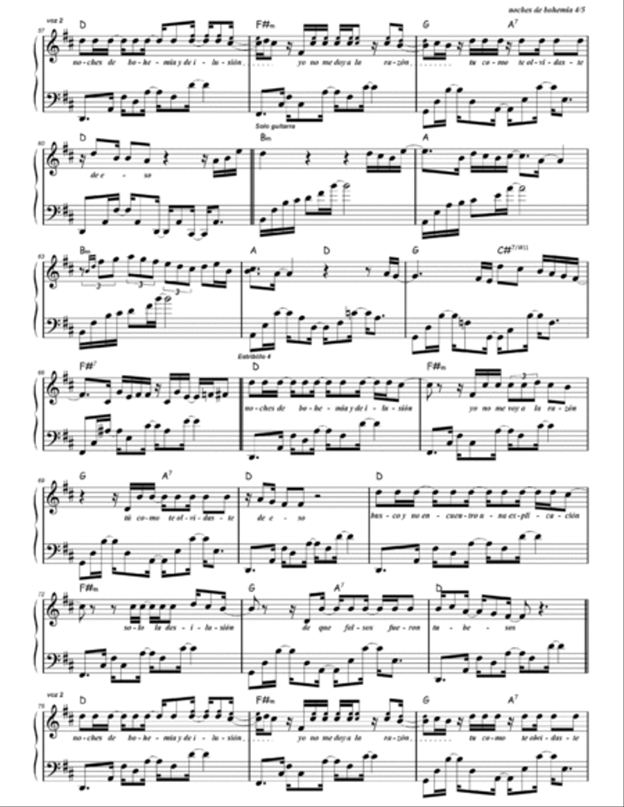 Noches De Bohemia Piano Solo scores gallery preview page 4
