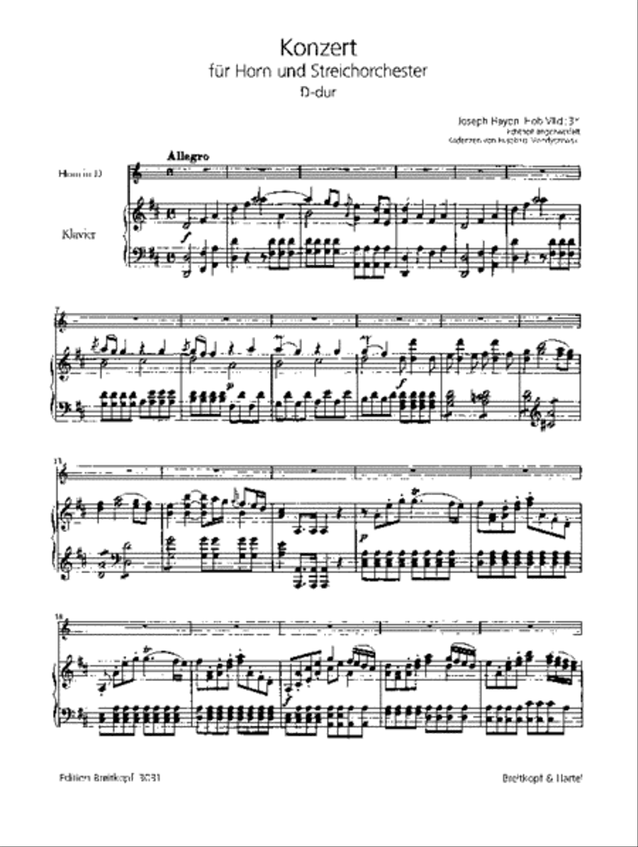 Horn Concerto in D major Hob VIId:3 Piano Accompaniment scores gallery preview page 2