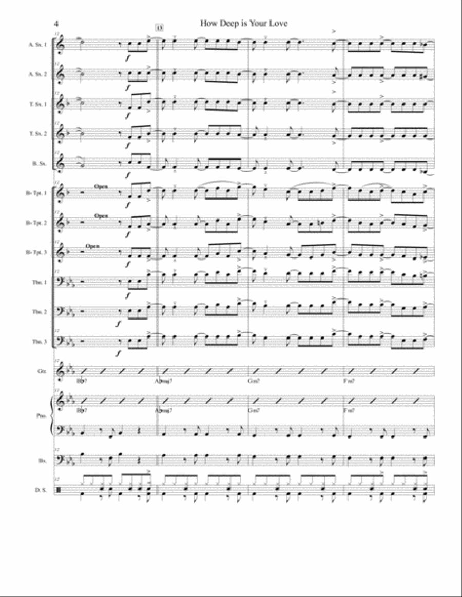 How Deep Is Your Love from the Motion Picture SATURDAY NIGHT FEVER Jazz Ensemble scores gallery preview page 4