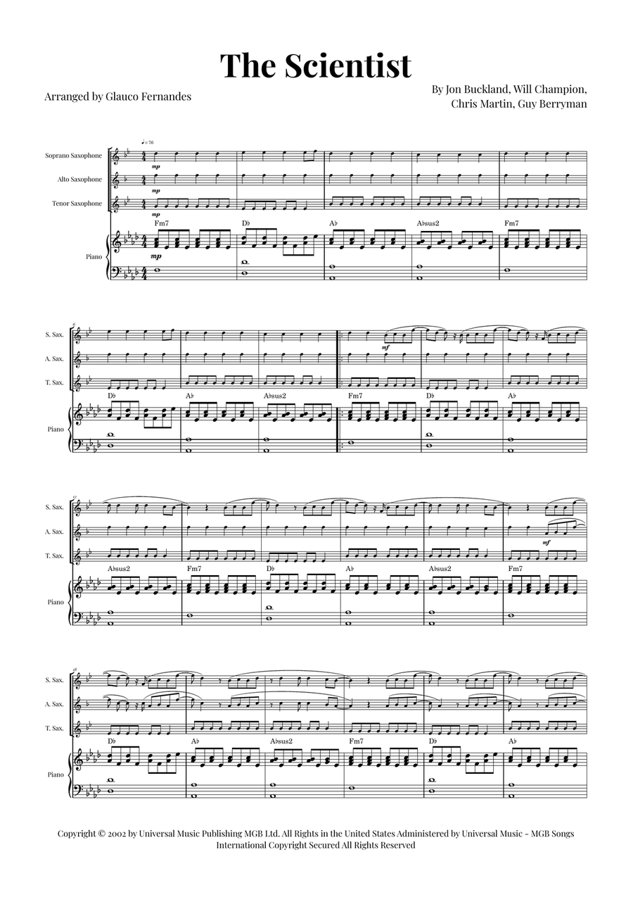 The Scientist by Coldplay Woodwind Trio - Digital Sheet Music