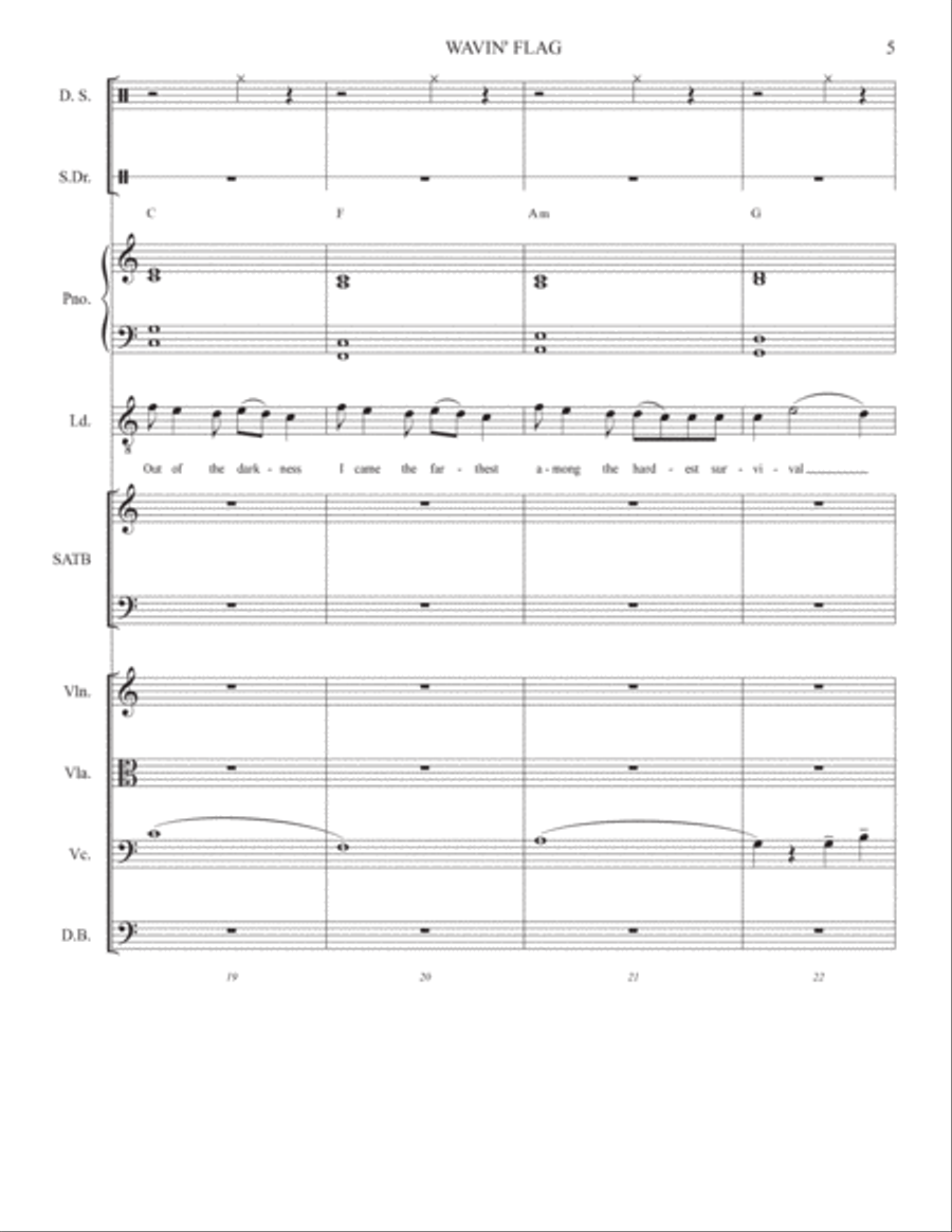 Wavin' Flag (main Version) Cello scores gallery preview page 6