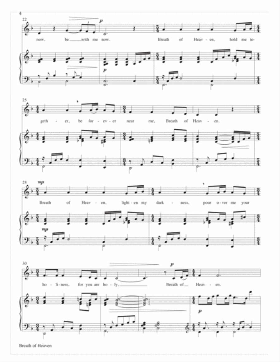 Breath of Heaven (Mary's Song) Medium Voice scores gallery preview page 4
