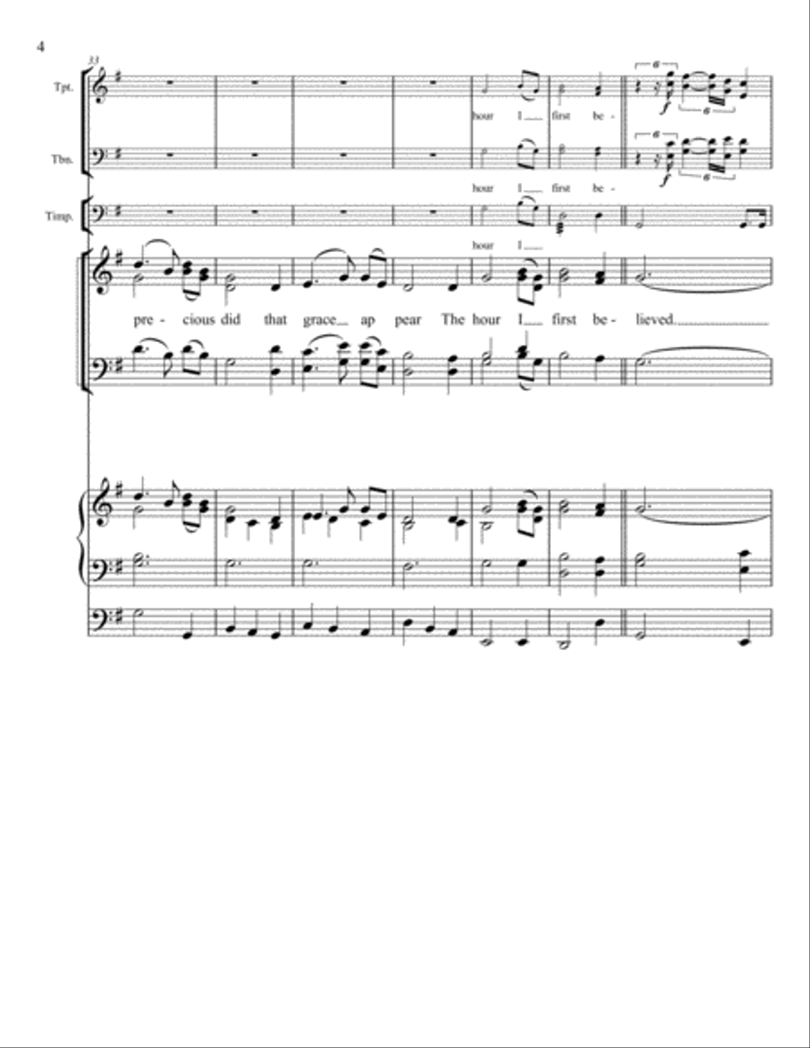 Amazing Grace - Concertato for brass, organ, and choir 4-Part scores gallery preview page 6