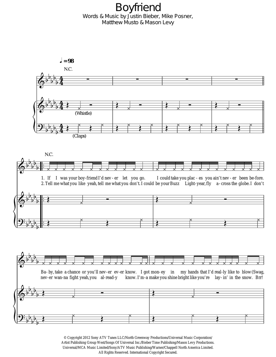 Boyfriend Boyfriend Piano, Vocal, Guitar scores gallery preview page 1