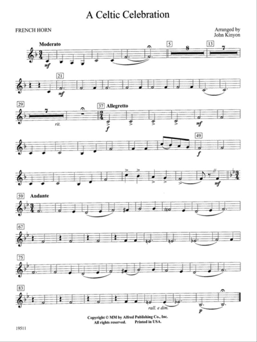 A Celtic Celebration: 1st F Horn Concert Band scores gallery preview page 1