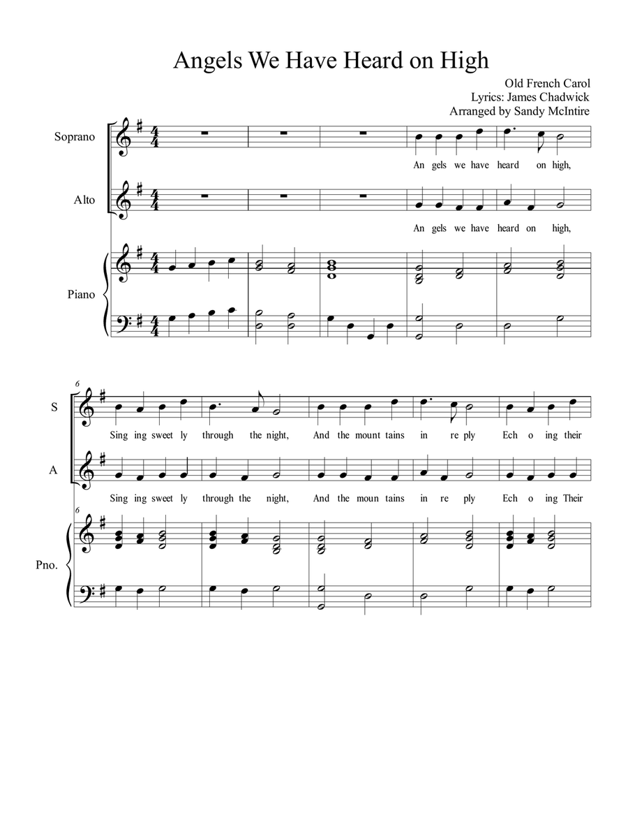 Angels We Have Heard on High 2-Part scores gallery preview page 1