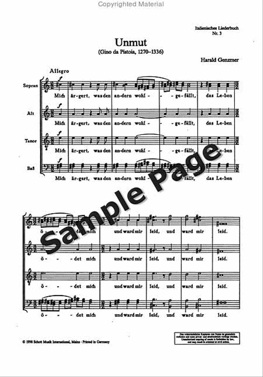 Italienisches Liederbuch 2 Ssatbb 4-Part scores gallery preview page 3