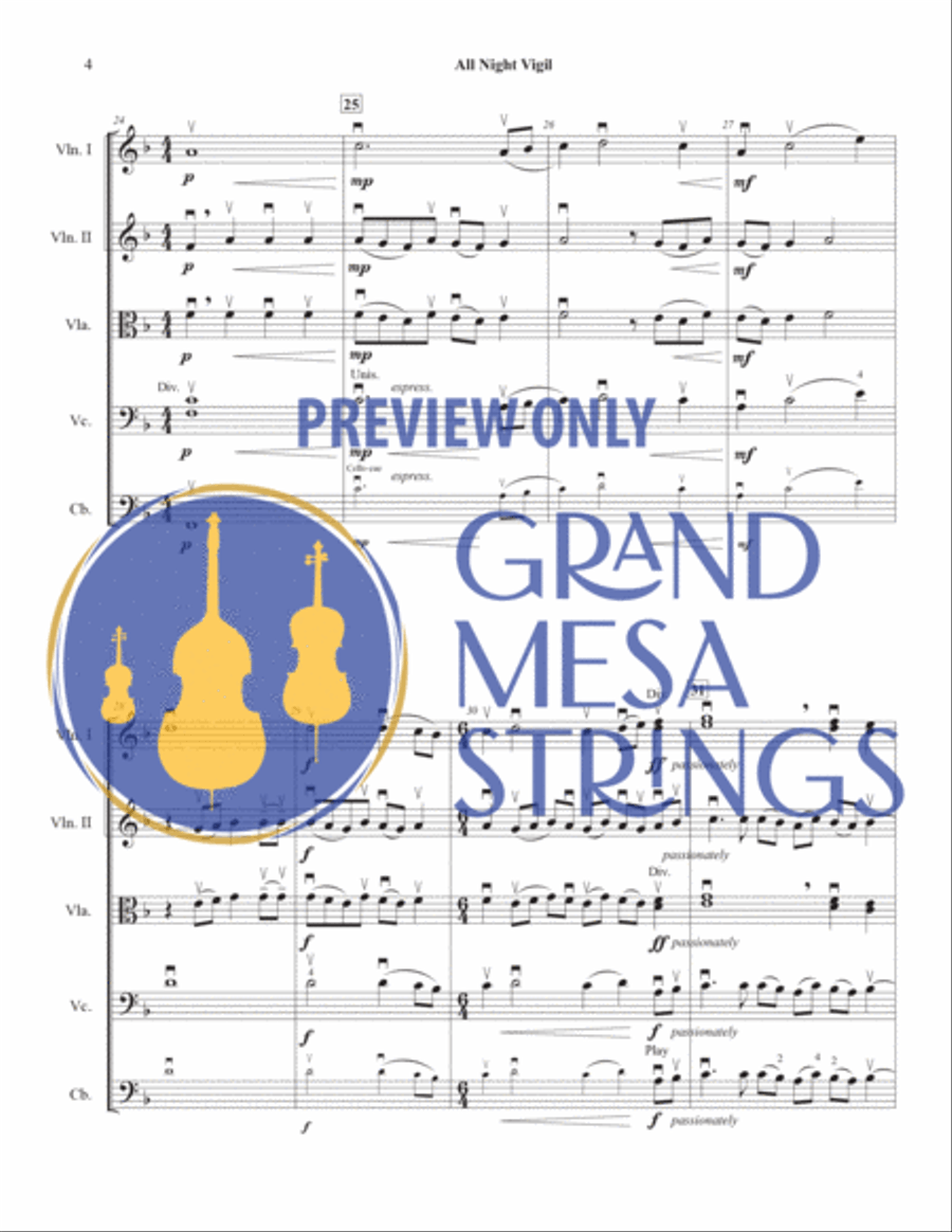 All Night Vigil All Night Vigil String Orchestra scores gallery preview page 5