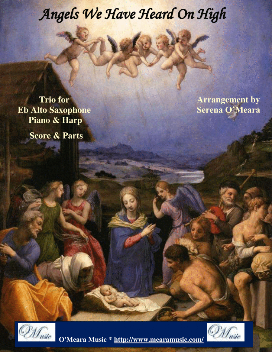 Angels We Have Heard On High, Trio for Eb Alto Saxophone, Harp and Piano Alto Saxophone scores gallery preview page 1