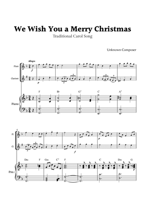 We Wish you a Merry Christmas for Flute and Clarinet Duet with Piano