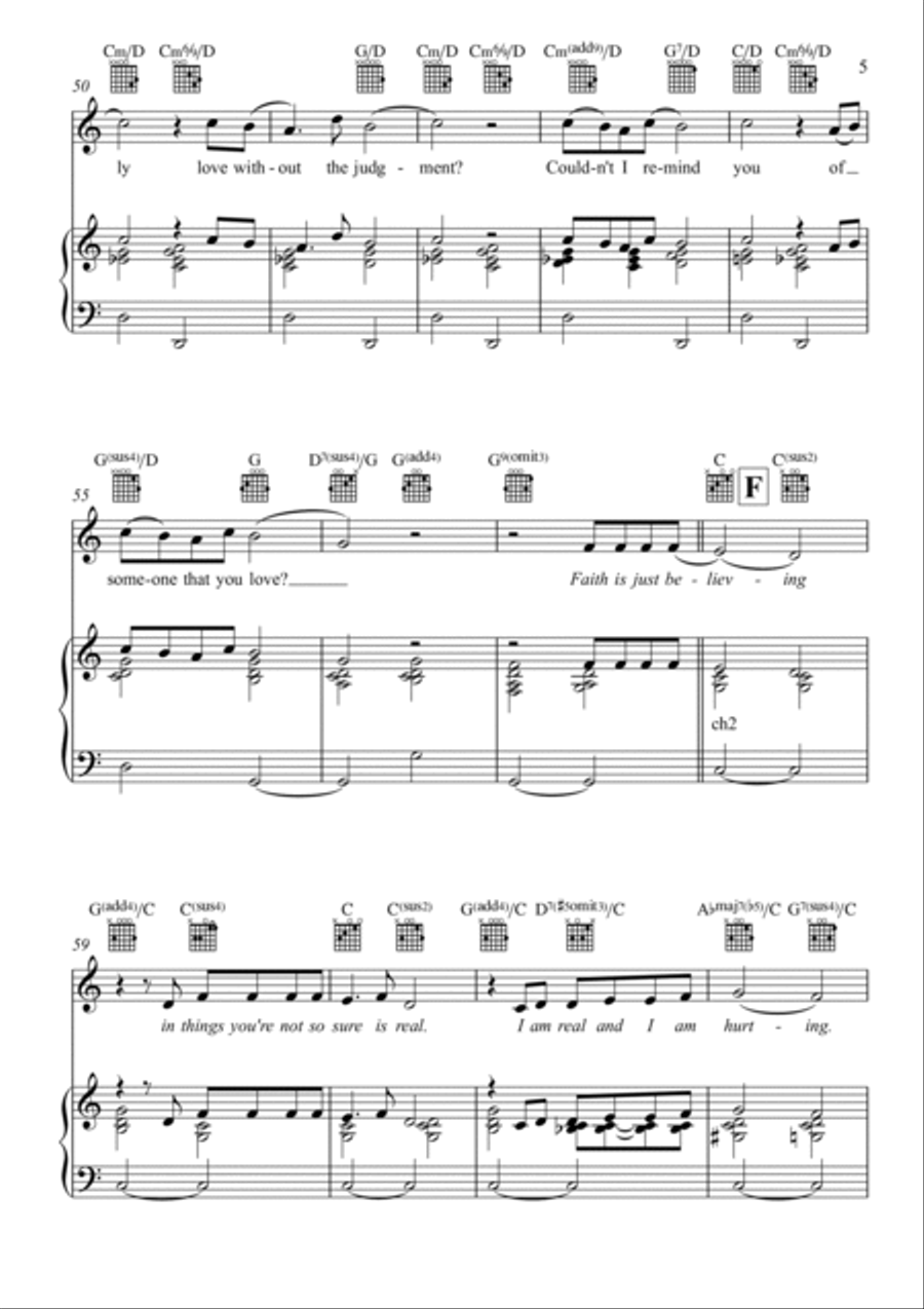 Faith Is Just Believing Piano, Vocal, Guitar scores gallery preview page 5