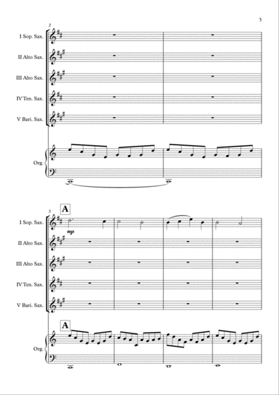Mr. Bean Animated Series Theme Saxophone Quintet scores gallery preview page 4
