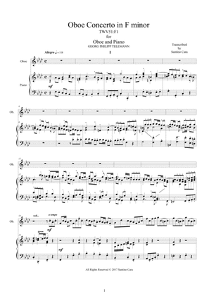 Telemann - Concerto in F minor TWV 51-F1 for Oboe and Piano